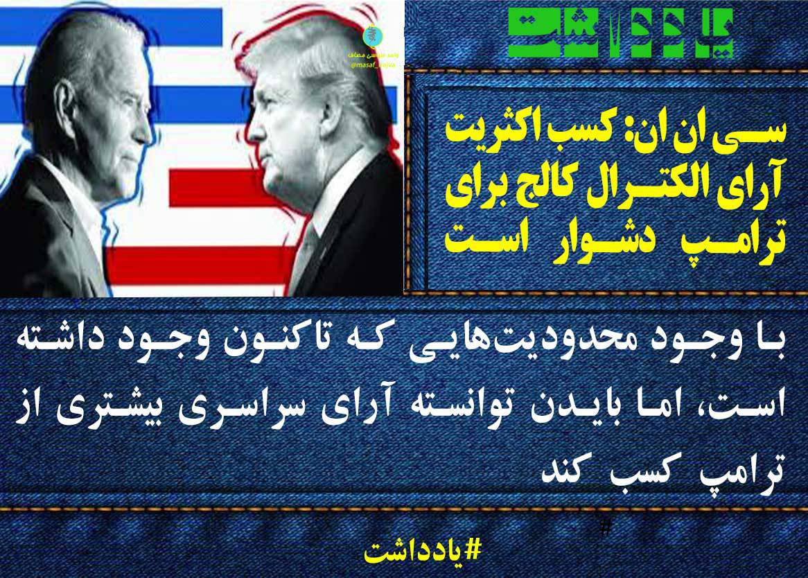 سی ان ان: کسب اکثریت آرای الکترال کالج برای ترامپ دشوار است